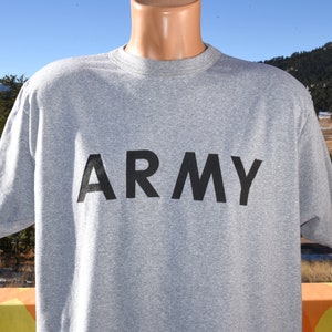 vintage 80s t-shirt ARMY heathered gray tee Large XL military