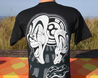 vintage 90s t-shirt laugh SMILE NOW cry later tattoo chicano tee Small fotl
