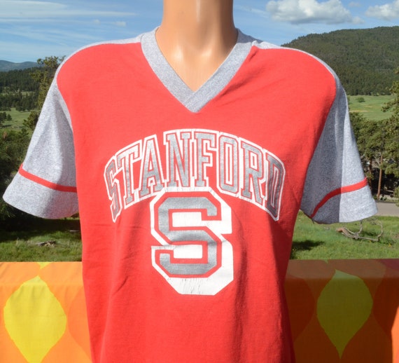vintage 80s t-shirt STANFORD university ringer te… - image 1