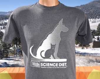 vintage 80s t-shirt CAT DOG pet food science diet tee Medium hanes