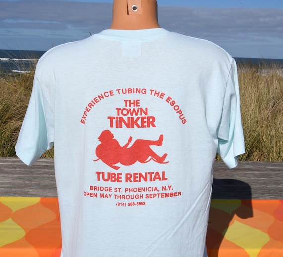 Vintage 80s Tee ESOPUS CREEK Town Tinker Tube Raft T-shirt Large