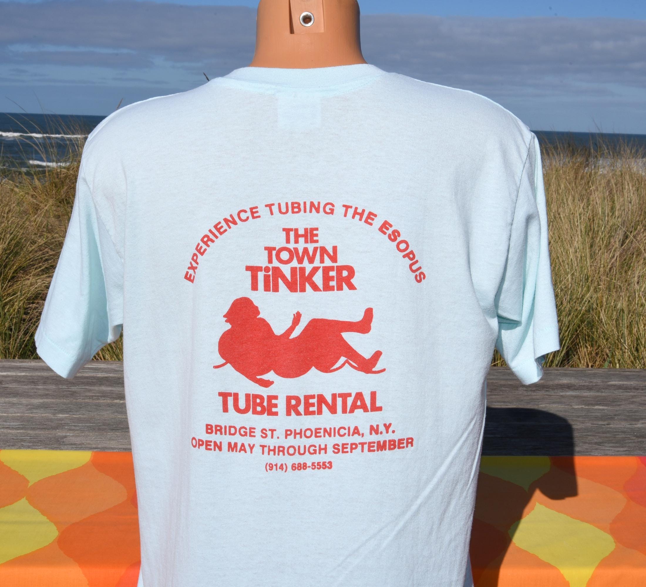 Vintage 80s Tee ESOPUS CREEK Town Tinker Tube Raft T-shirt Large