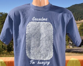 vintage 90s t-shirt GRANDMA I'm HUNGRY funny flock tee Large Medium random wtf