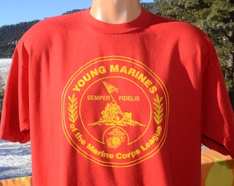 vintage 80s t-shirt USMC marine corps young military tee Large XL