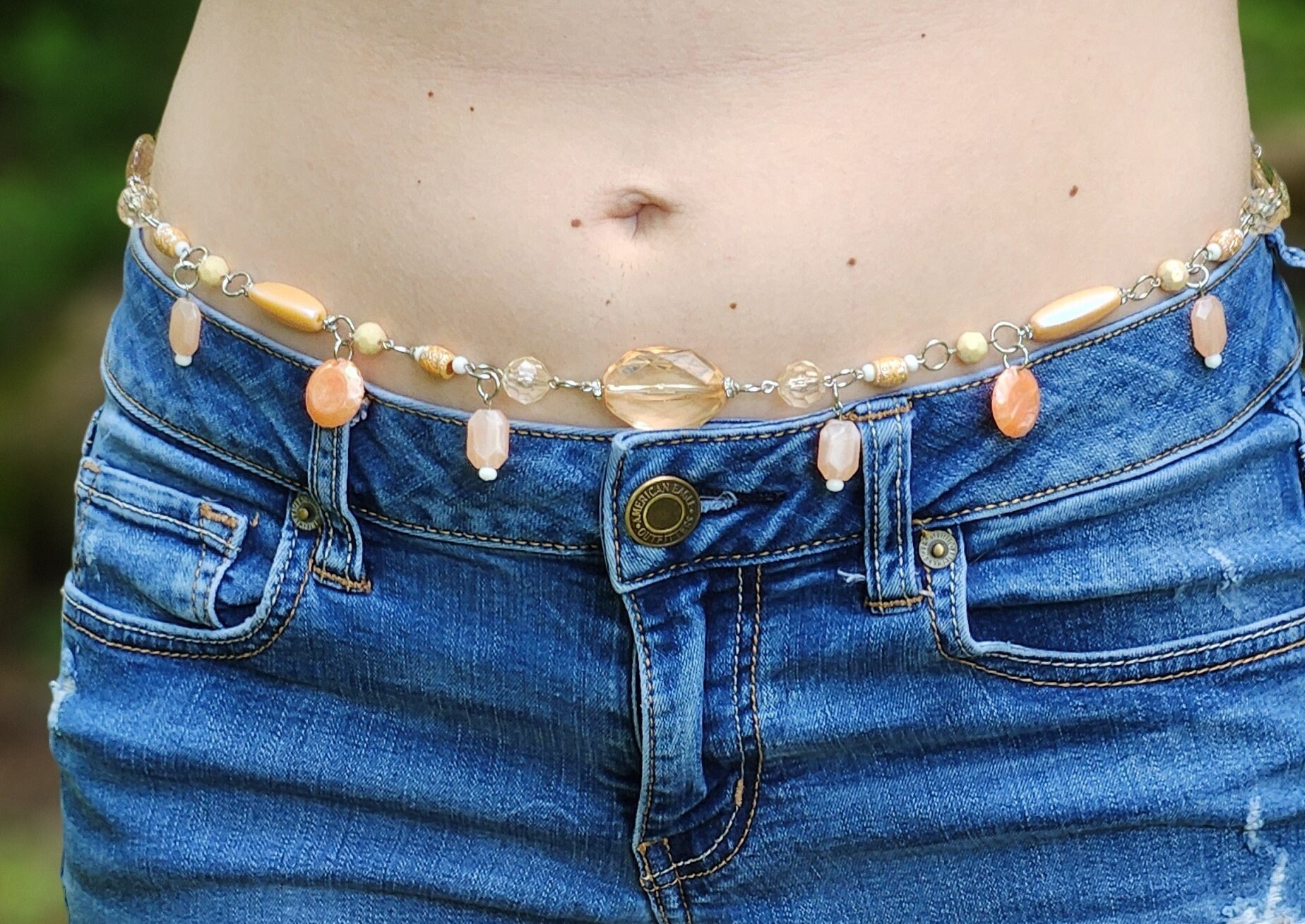 Beautiful India Bellychain vintage handmade blue beads gypsy boho exotic dancing Boho Waist Chain - Etsy main image 2