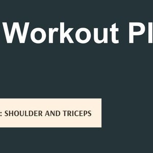 May include: A dark gray background with white text that reads "Fat Loss Workout Plan".  There is a line of text that reads "NAME:" and a box with the text "TRAINING FOCUS: SHOULDER AND TRICEPS".  There are two abstract shapes in the upper right corner of the image.