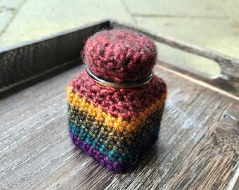 Rainbow glass jar with lids, Cork lid jar, 1 inch glass bottle, stash jar crochet, rainbow crochet, stashjar, multi color jars