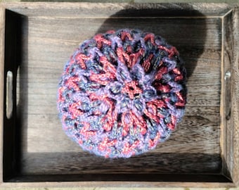 Spring bouquet hat, pastel hat, puff stitch hat, crocheted hats for women, pink hat, lavender hat, blue hat, crochet beanie for women