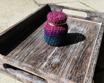 Bisexual colors, stashjar, stashbox, stash jar crochet, bisexual pride flag, Cork lid jar, pride gifts, gift for pride month