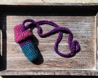 Bisexual pride flag, mushroom pouch, mushroom necklace, lanyard pouch, bisexual pride necklace, fungi art, hippie gifts