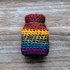 Rainbow glass jar with lids, Cork lid jar, 1 inch glass bottle, stash jar crochet, rainbow crochet, stashjar, multi color jars image 2