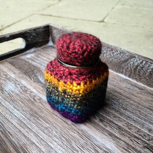 Rainbow glass jar with lids, Cork lid jar, 1 inch glass bottle, stash jar crochet, rainbow crochet, stashjar, multi color jars image 7