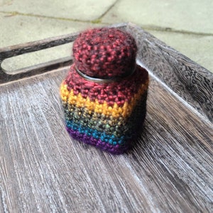 Rainbow glass jar with lids, Cork lid jar, 1 inch glass bottle, stash jar crochet, rainbow crochet, stashjar, multi color jars image 6