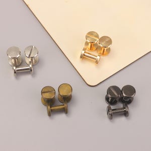 5-set Brass Chicago Screws for Leather, Chicago Screws Belt Stud, Flat Screw Post Button