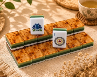 Vintage Amber American Mahjong Tile Set - 160 Premium Mahjong Tiles für die Familienspielenacht, Retro-inspiriertes professionelles Mahjong-Spielset