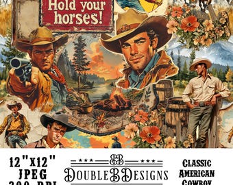 Western Classic American Cowboy Seamless Pattern DIGITAL ITEM