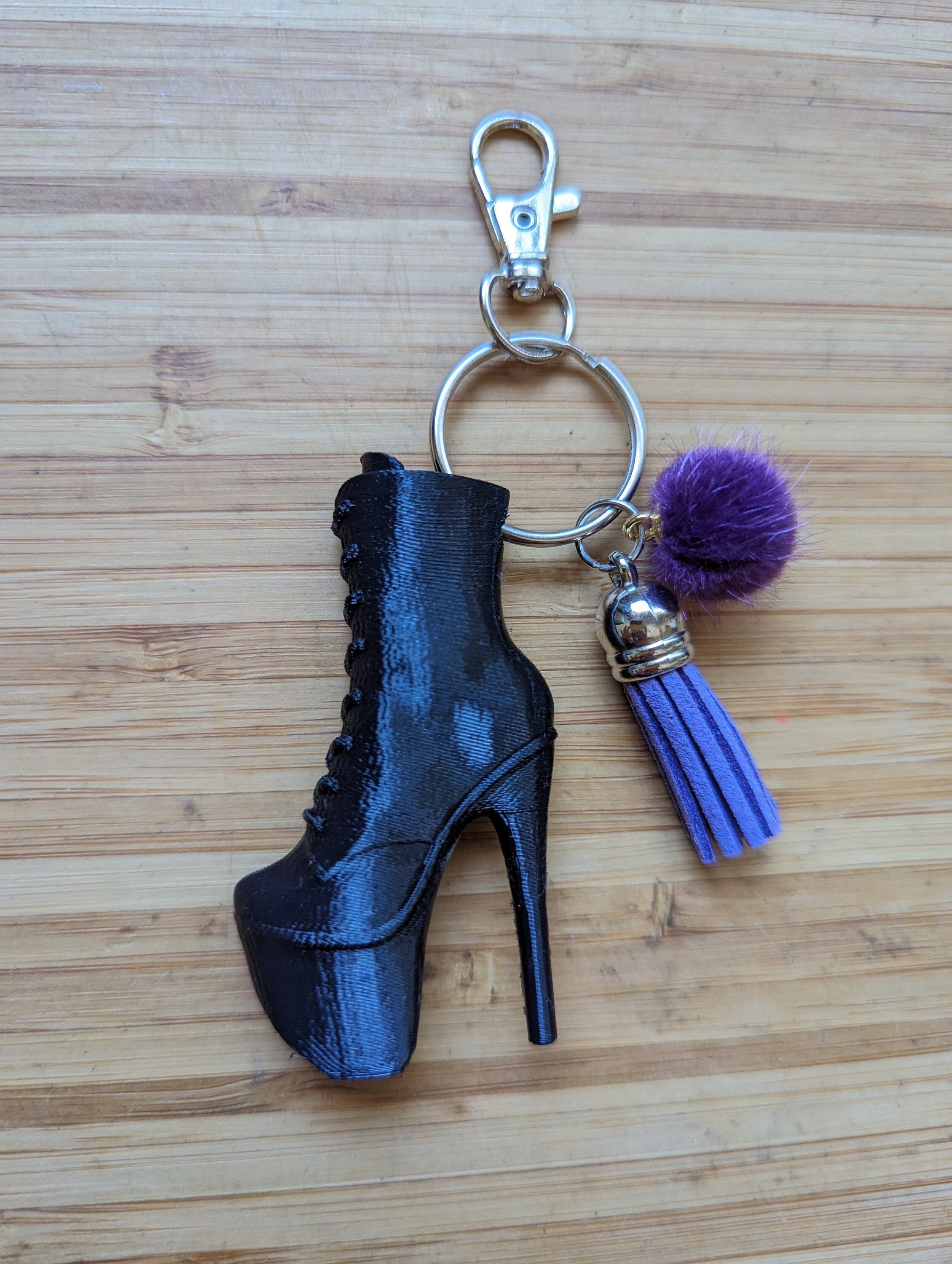 Mini [BLACK BOOTIE + Silver Keychain] Pole Dance Pleaser