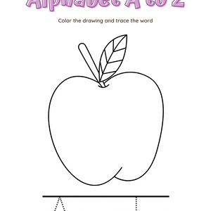 Libro para colorear del alfabeto para niños / Actividad artística divertida y educativa / Páginas ilustradas a mano / Aprendizaje creativo de letras