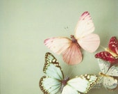 Butterfly Photography, childrens wall art, nursery wall art, pastel, girls room art, pale pink, blue, girls room decor - Lovely Butterflies