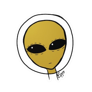 Alien Sticker, Vinyl Kiss-Cut Stickers, Whimsical Alien Illustration, Creative Alien Decal, Cute Outer Space Sticker, Astrology Gift
