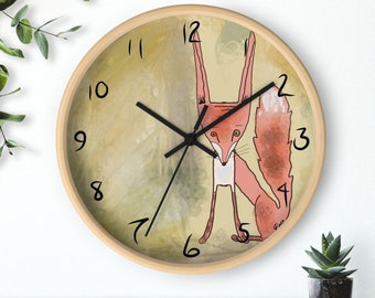 Horloge murale renard en attente