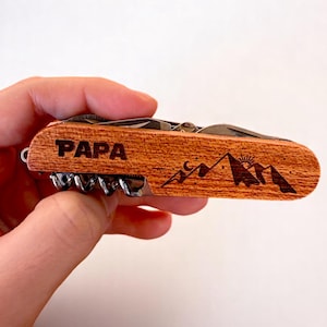 Personalized multi-function knife for men, engraved wooden knife, Swiss army knife for men, birthday, Father&#39;s Day