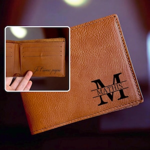 Porte-carte en cuir homme personnalisé, Porte-Monnaie gravé, idée cadeau pratique et élégante pour homme, anniversaire, fête des pères