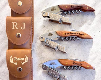 Tire bouchon Personnalisé en Bois, Sommelier, Limonadier gravé, Cadeau Vin Homme Fête des Pères & Noël, Idée Cadeau Amateur de Vin