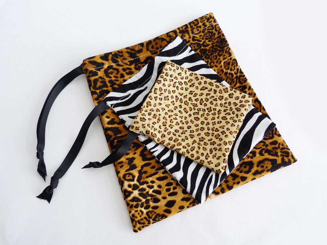 Animal Print Gift Bags Set of Three Cotton Animal Print Bags Etsy