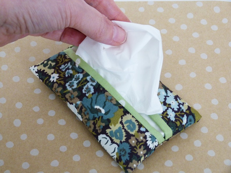get well soon gift floral gift gifts for her Liberty floral fabric Liberty floral tissue holder green and black cotton floral print