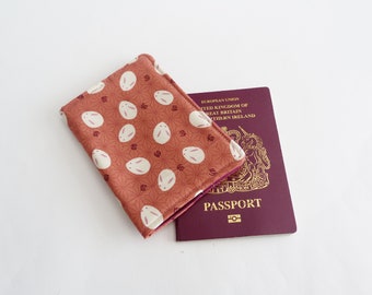 Rabbit passport cover, pink cotton Japanese rabbit print, passport holder, rabbit gift, gifts for her, travel gift, pink rabbits