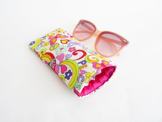 Peace and Love Glasses Case Gifts for Her Gifts for Girls Cotton Glasses Case Sunglasses Case Spectacles Case Cotton Case Cute Case Etsy