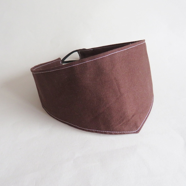Tracheostomy cover, brown cotton double sided tracheostomy scarf, button and loop closure