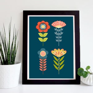 Oeuvre d'art florale moderne, impression numérique, oeuvre d'art imprimée, décoration d'intérieur, art de la maison, impression florale, fleurs modernes, impression florale stylisée, intérieurs