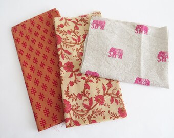 Retales de tela estampada con bloques de la India, artículos para patchwork y costura