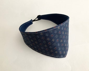 Tracheostomy cover, blue cotton Japanese geometric cotton fabric, tracheostomy bandana, tracheostomy scarf, Japanese cotton, Japanese design