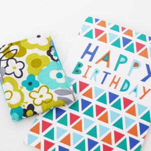 Floral-Karten-Etui, grün und blau Baumwolle floral Stoff, moderne Blumenmuster, Geschenk für sie, Geschenk für Mädchen, Reise-Karte-Etui, Kreditkarte Fall