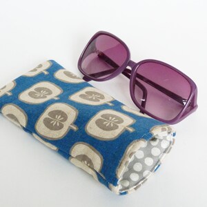 Apple glasses case, apple print phone case, apple design, blue and grey cotton apple design gifts for her, apple gift, gifts for my wife