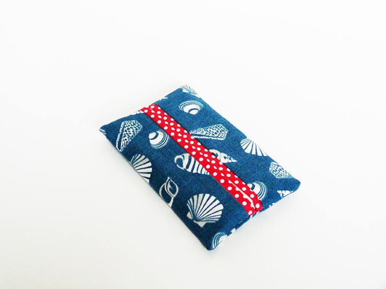 Tissue holder shell fabric cotton case blue and white cotton shell design