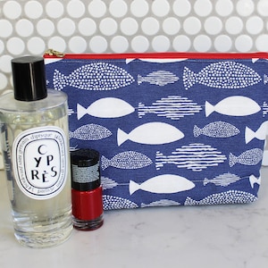 Fisch-Kosmetiktasche, Fisch-Print, Baumwoll-Fisch-Design, Baumwolltäschchen, Mäppchen, Mäppchen, Angeln Geschenke, Geschenke für Ihn