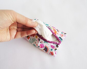 Porta pañuelos florales, bonita funda de pañuelos de algodón con flores, regalo de pronta recuperación, regalos para ella, regalo floral, regalos para mujeres, floral multicolor