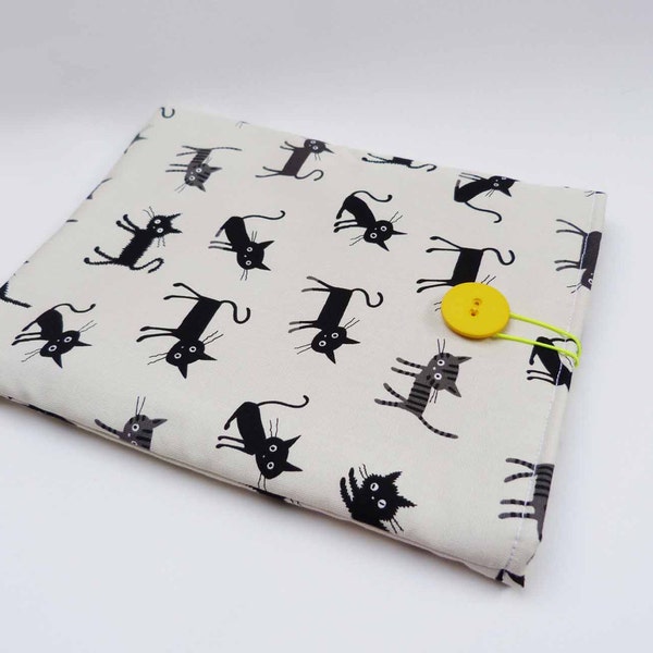 Black and white cat fabric iPad sleeve