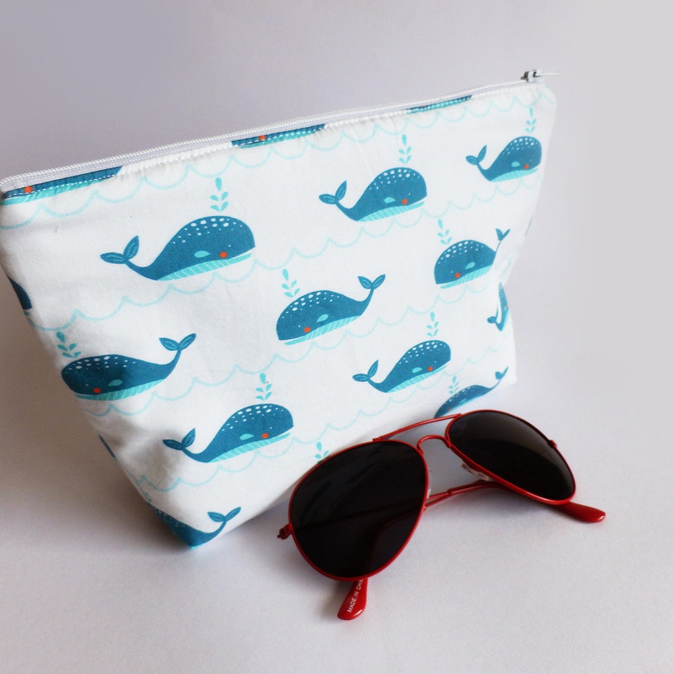 Discover Whale Cotton Cosmetic Bag