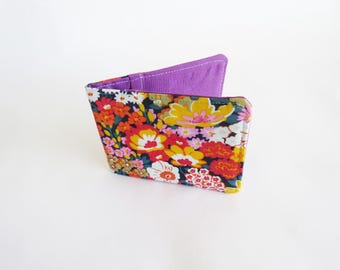 Tarjetero de algodón floral: Tarjetero con estampado colorido