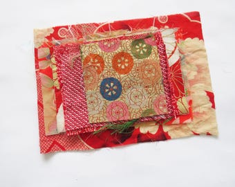 Retales de tela japonesa vintage, kimono y obi de seda, costura de patchwork