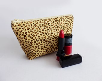 Leopard print purse, phone case, makeup bag, gifts for her, gifts for girls, gifts for women, leopard lover, leopard print fabric, cotton