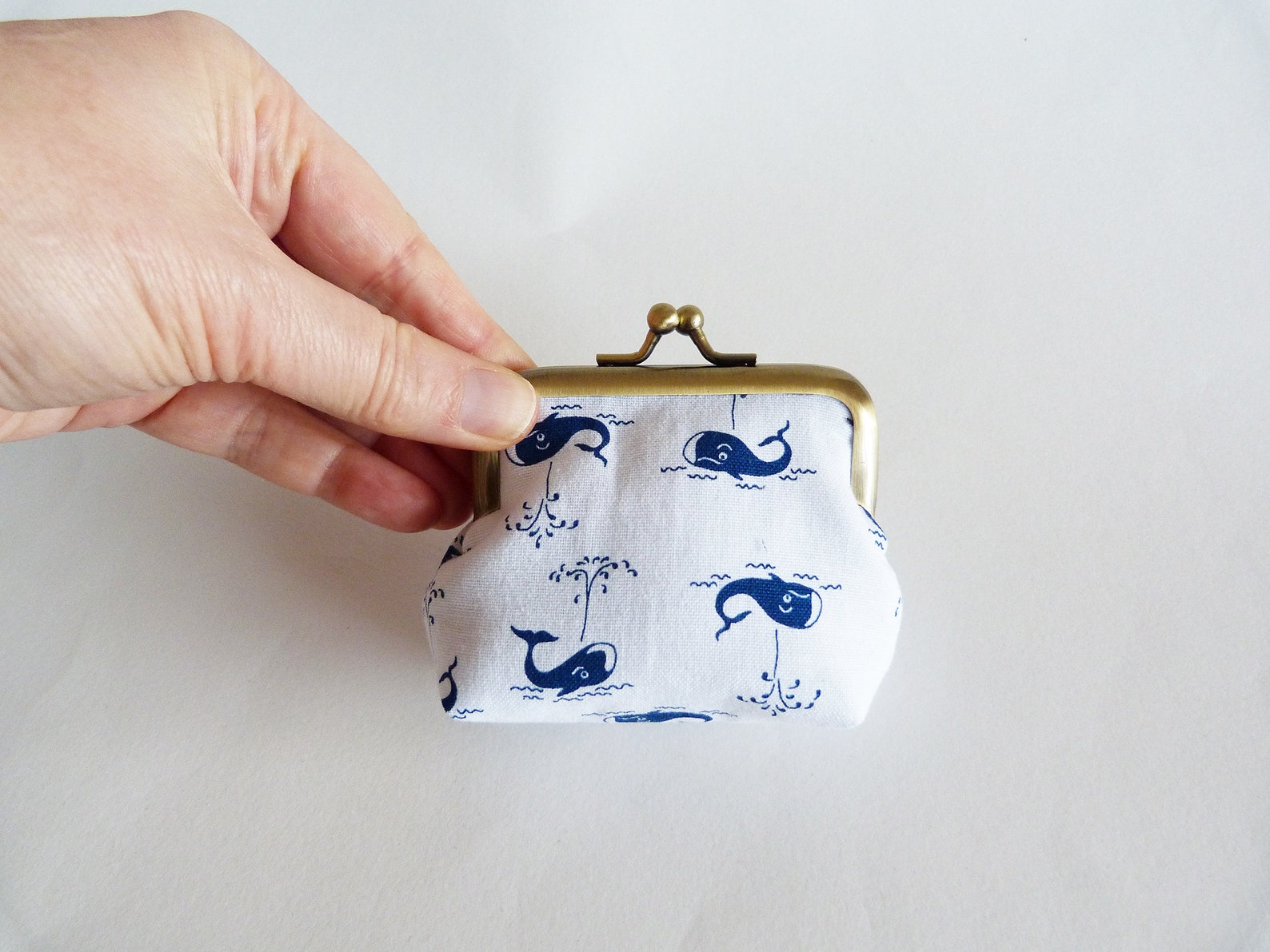 Whale Coin Purse Whale Print Whale Gift Blue and White Etsy