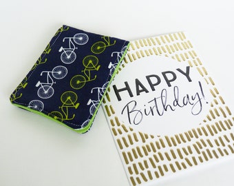 Bicycle card case, business card case, travel card case, credit card case, bicycle fabric, bicycle gift, bicycle design, gifts for him