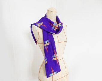 Purple kimono scarf, purple and red vintage Japanese kimono fabric, gifts fro her, silk scarf, decorative scarf, gifts for her, purple silk