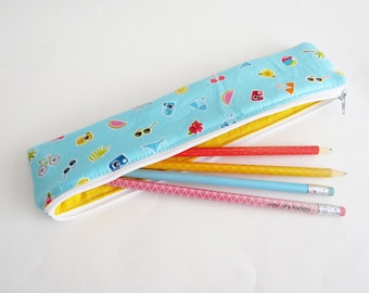 Straw pouch, pool party print, cute summer print, gifts for her, gifts for girls, crochet hook case, pencil case, summer start case, cotton